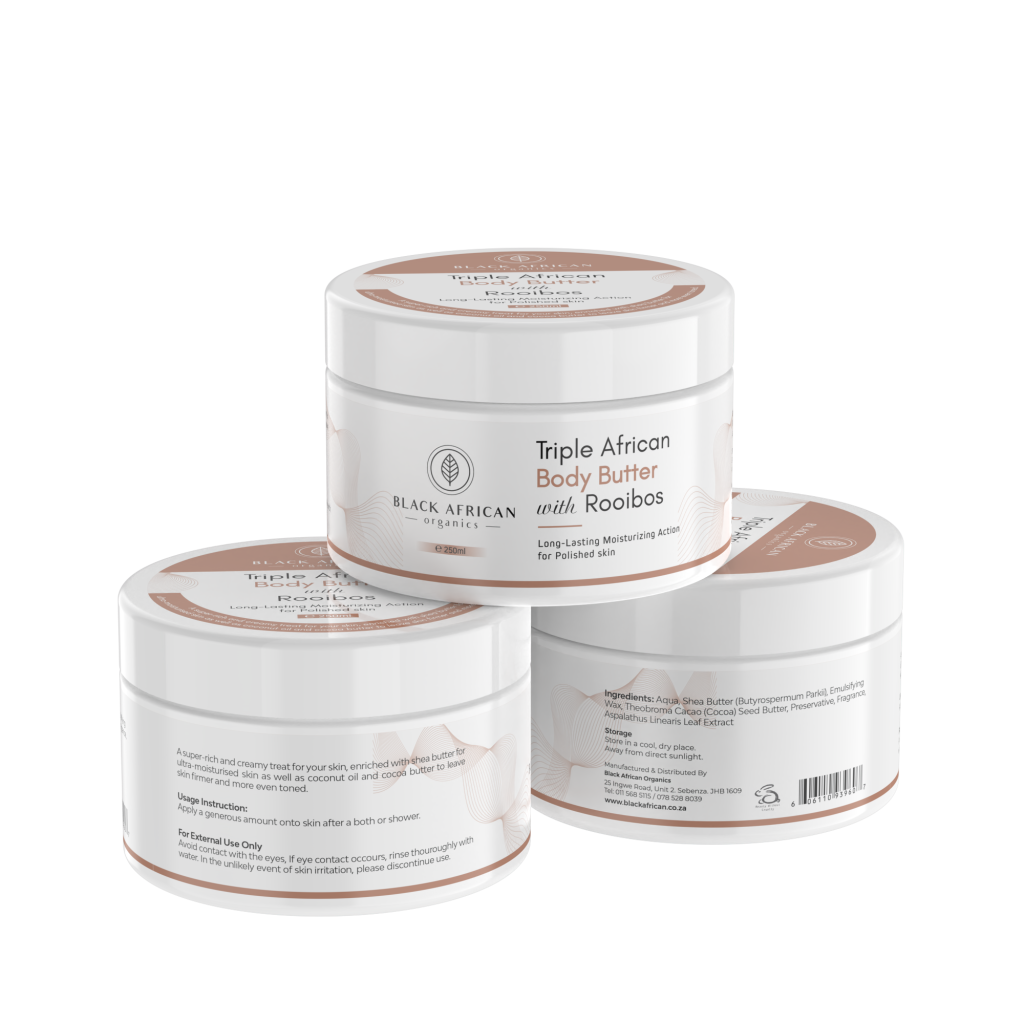 Rooibos infused African shea body butter for dry skin
