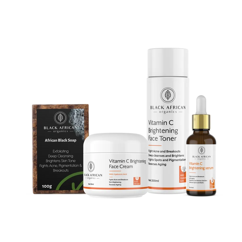 African black soap and vitamin C skincare for melanin-rich skin