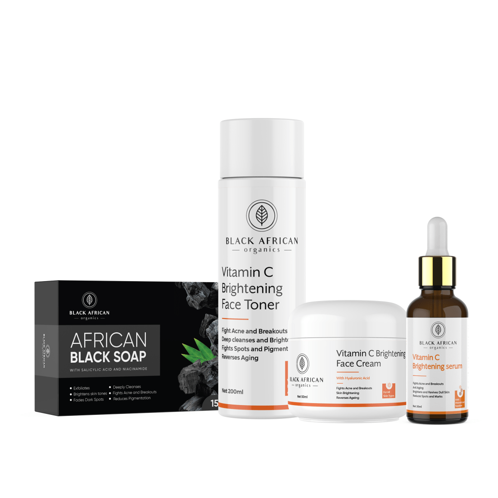African black soap and vitamin C skincare routine for African skin