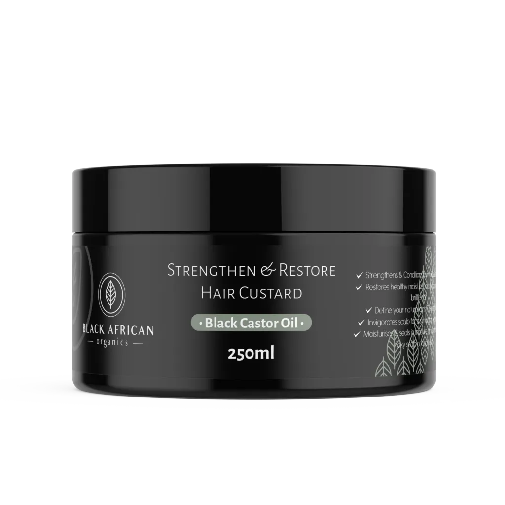 Black castor oil strengthen and restore hair custard