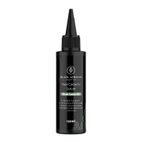 150ml bottle of hair growth serum featuring black castor oil and a pointed applicator.