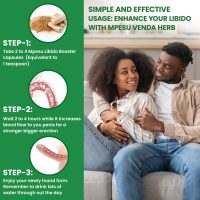 Instructions for using Mpesu Venda Herb Libido Booster capsules with three steps outlined.
