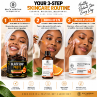 African Black Soap Paste, Vitamin C Serum, Cleanser & Moisturiser 3 Products Face Renewal Set - Image 3