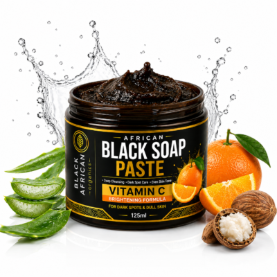 Black African Organics African Black Soap Paste with Vitamin C 125ml